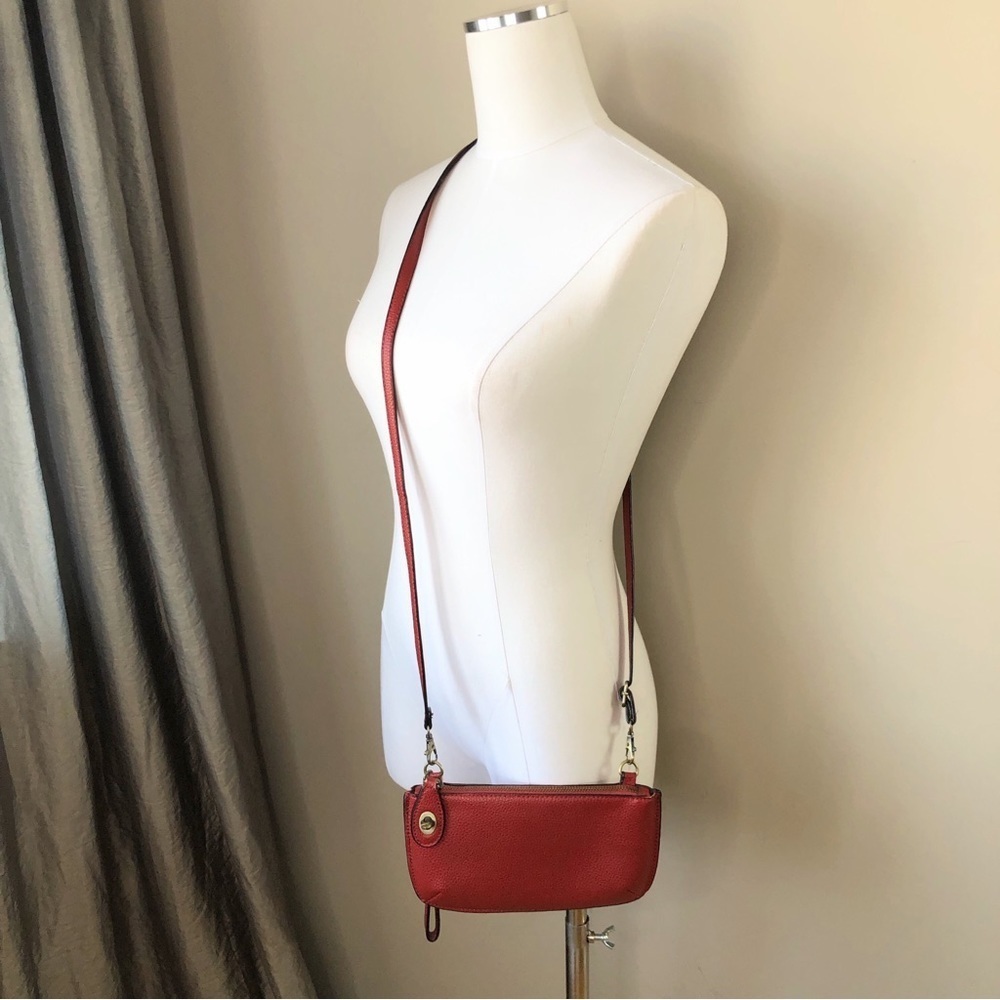 Red Pebble Leather Small Crossbody wristlet Bag